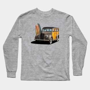 1937 Ford Woody Station Wagon in brown Long Sleeve T-Shirt